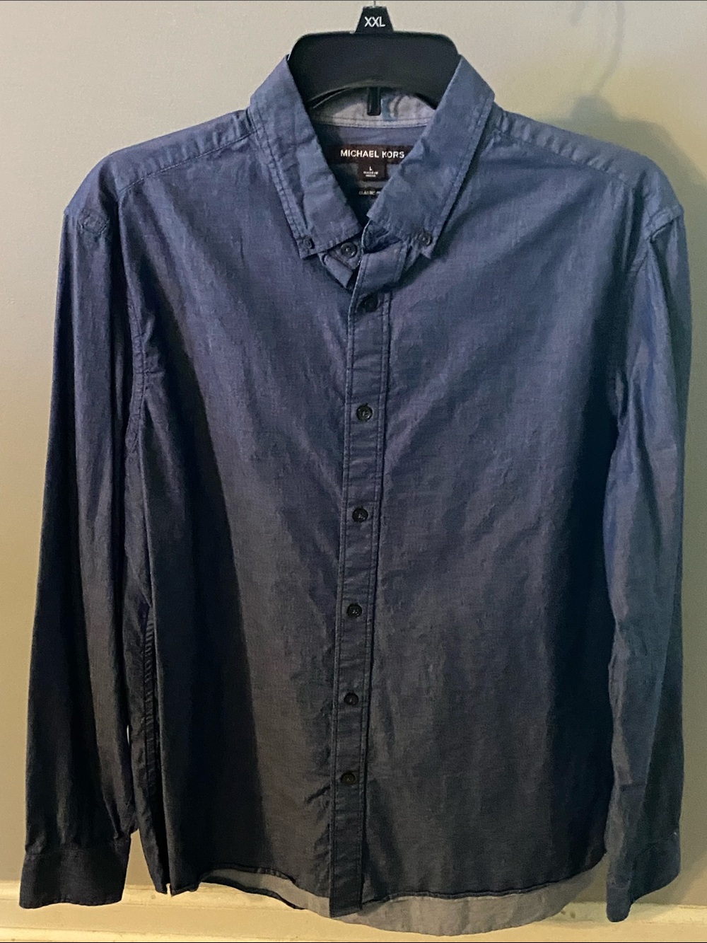 Michael Kors Men's Indigo Button-Down Casual Shirt